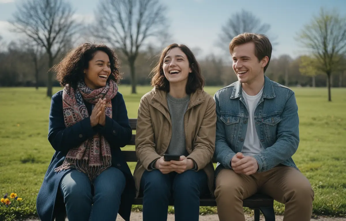 A friendly running group out in the park